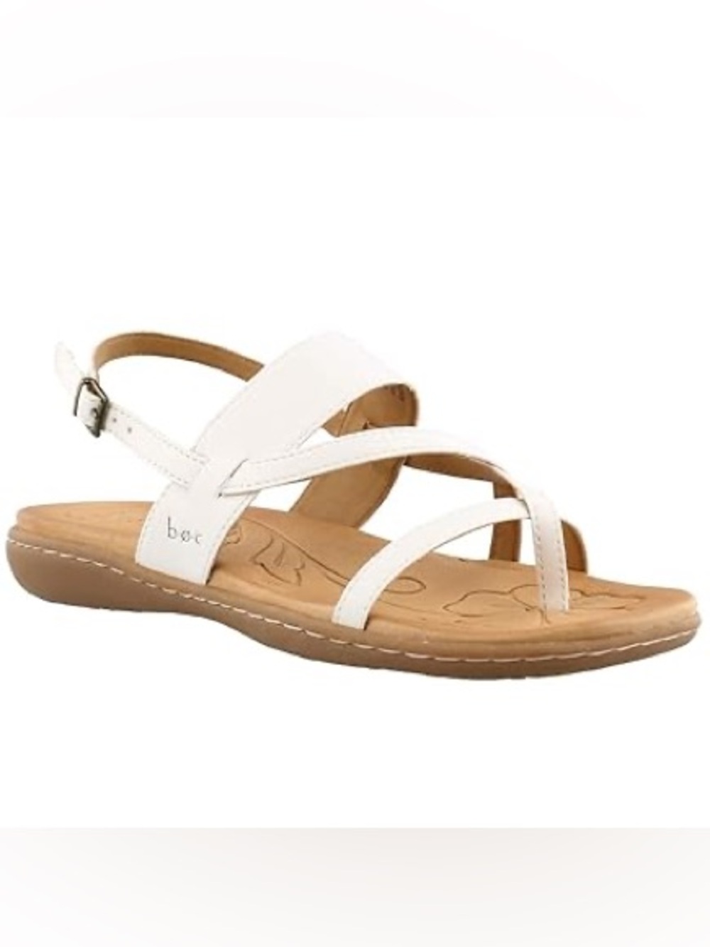 b.o.c. White Leather Crisscross Toe-Ring Sandals